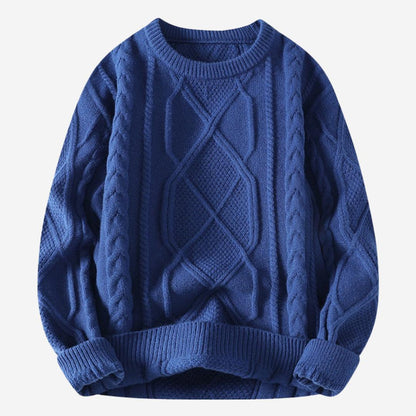 Pullover Herren mit Zopfmuster und Rundhalsausschnitt