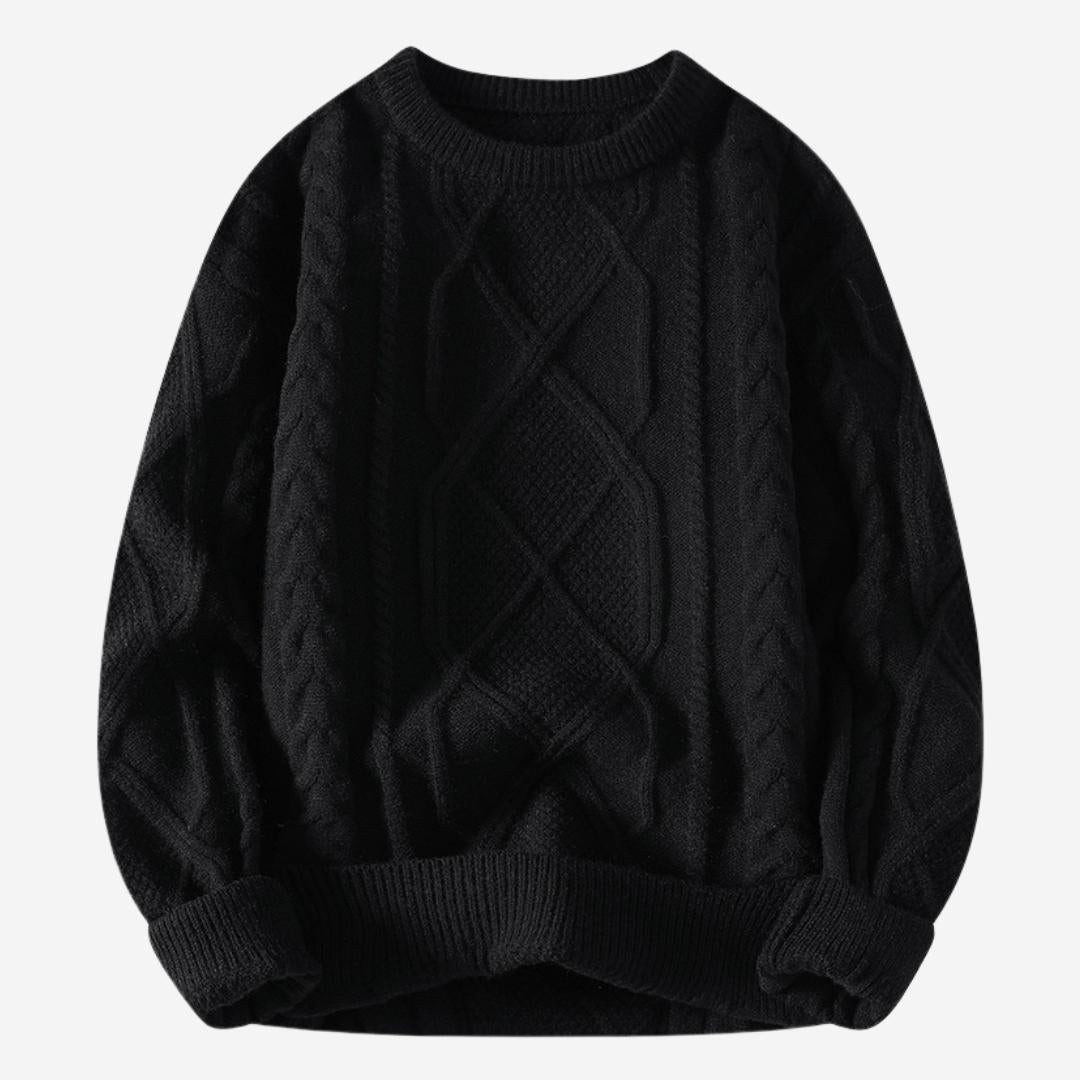 Pullover Herren mit Zopfmuster und Rundhalsausschnitt