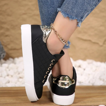 Sneakers Damen mit diamantgesteppten Seiten und flacher Sohle
