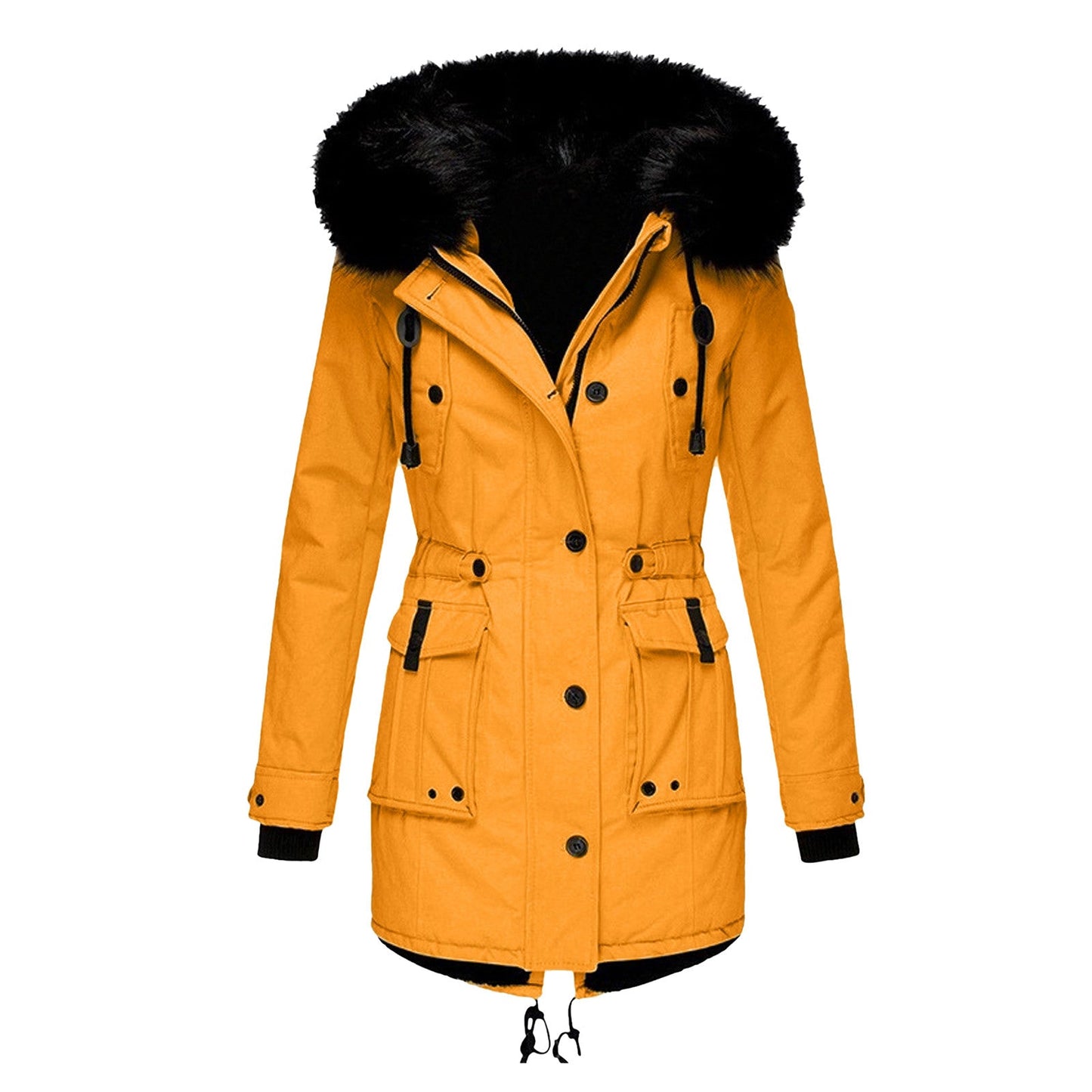 Winterjacke Damen mit Kunstpelzkapuze