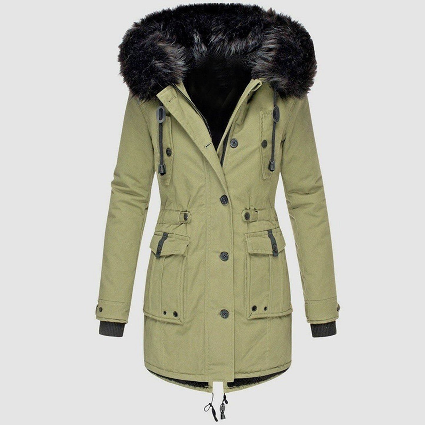 Winterjacke Damen mit Kunstpelzkapuze