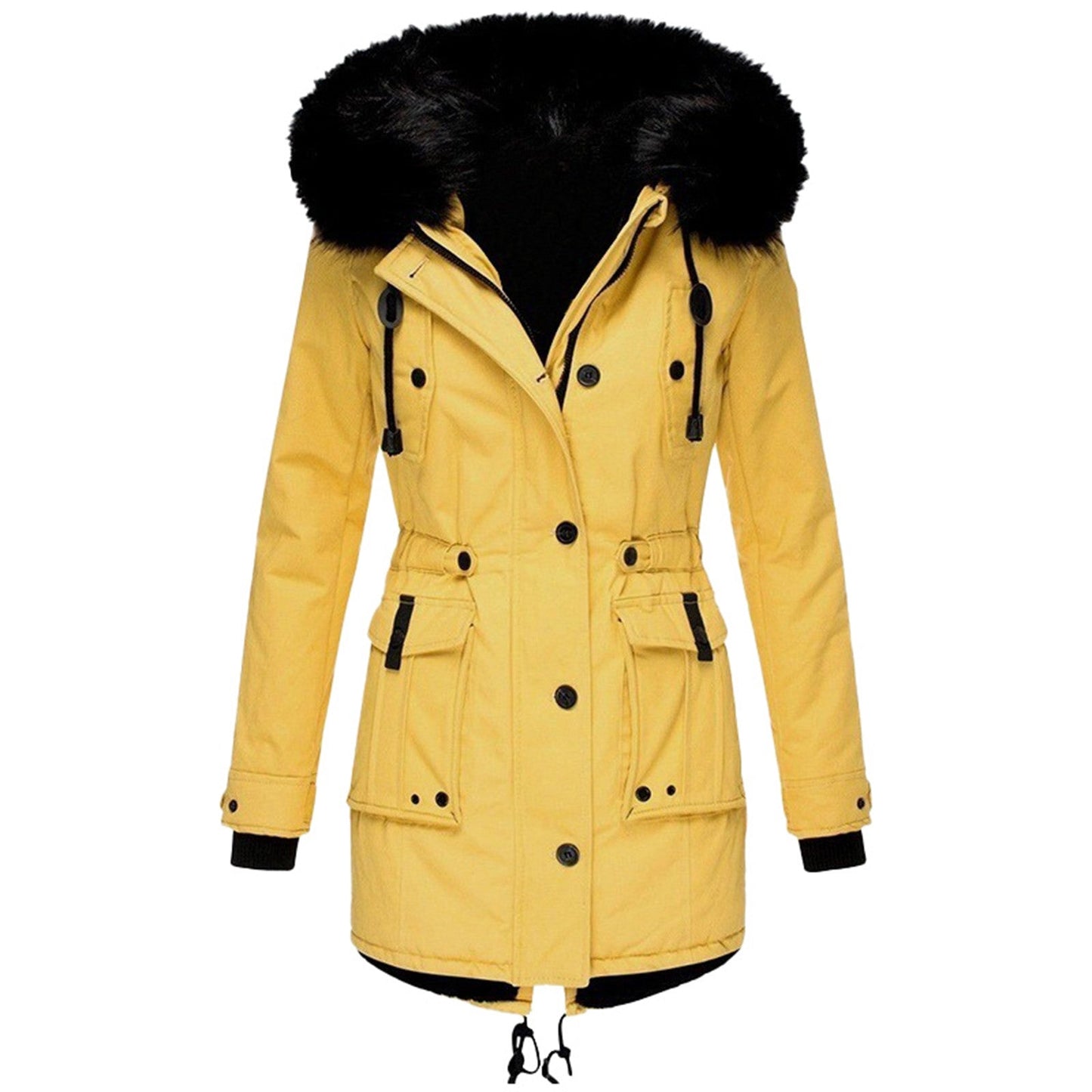 Winterjacke Damen mit Kunstpelzkapuze