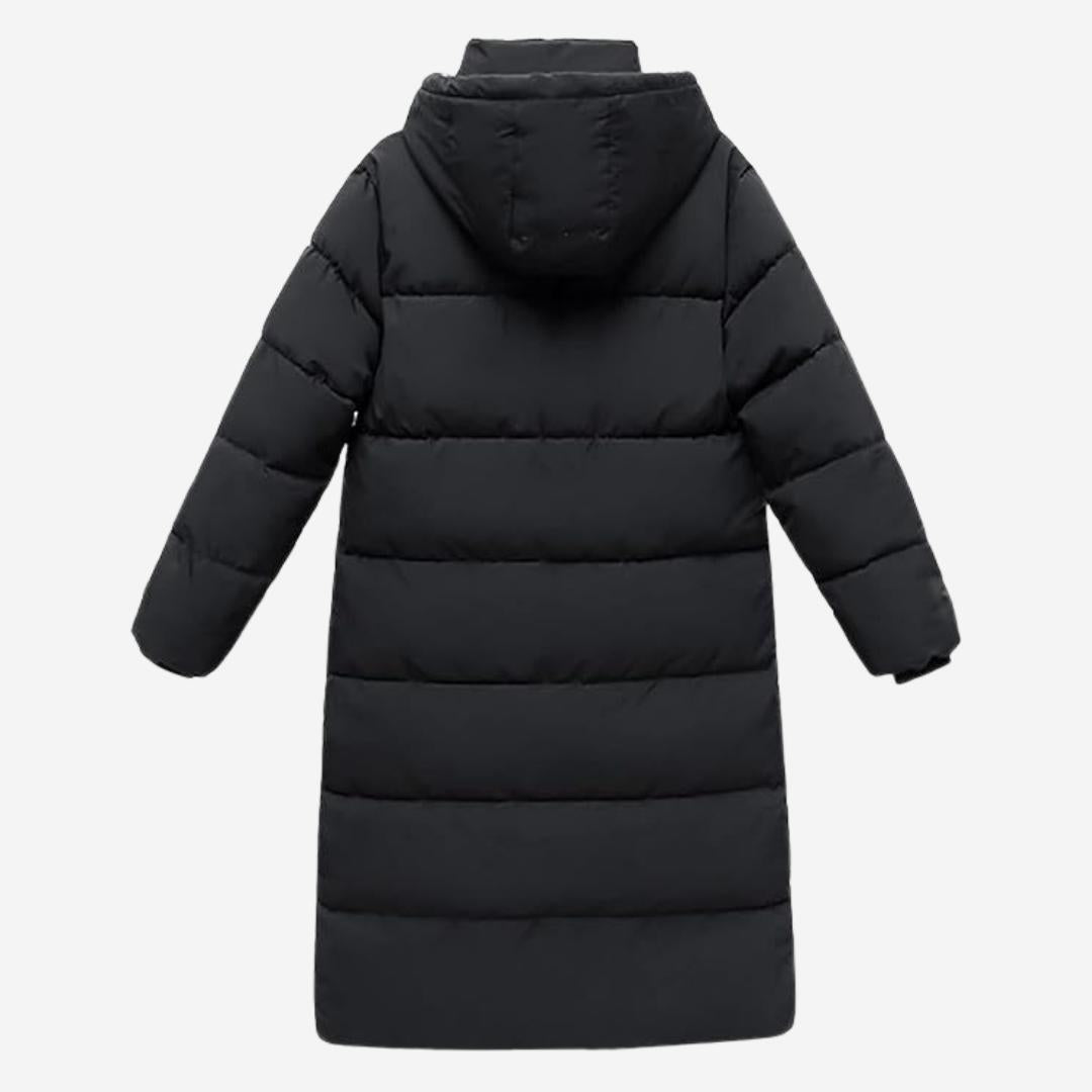 Winterjacke Damen – Lange gesteppte Jacke mit Kapuze