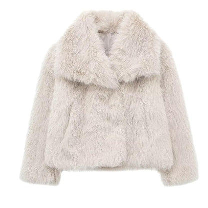 Damen-Kurzjacke aus Kunstpelz mit Schalkragen