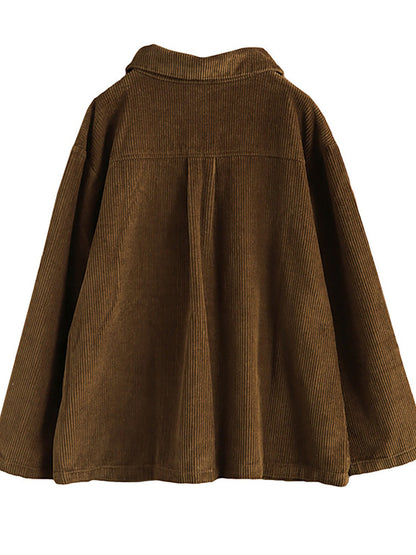 Winterjacke Damen aus Cord mit Knopfleiste und Taschen