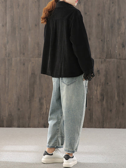 Winterjacke Damen aus Cord mit Knopfleiste und Taschen