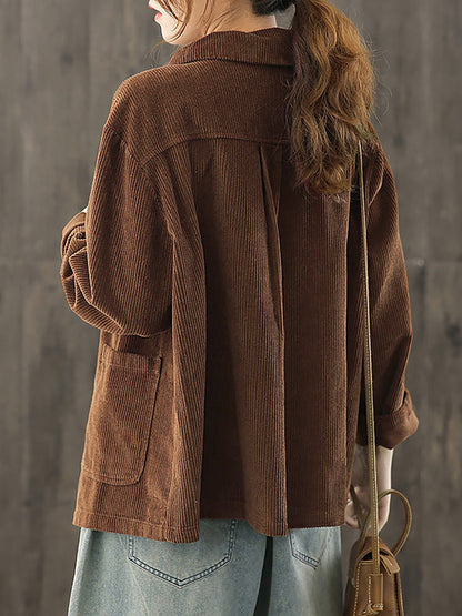 Winterjacke Damen aus Cord mit Knopfleiste und Taschen