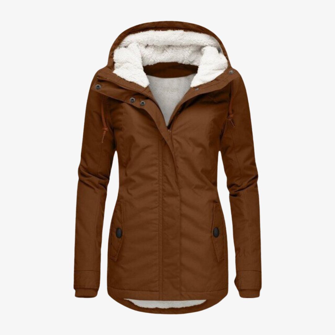 Winterjacke Damen mit Kapuze und Plissee-Gestaltung