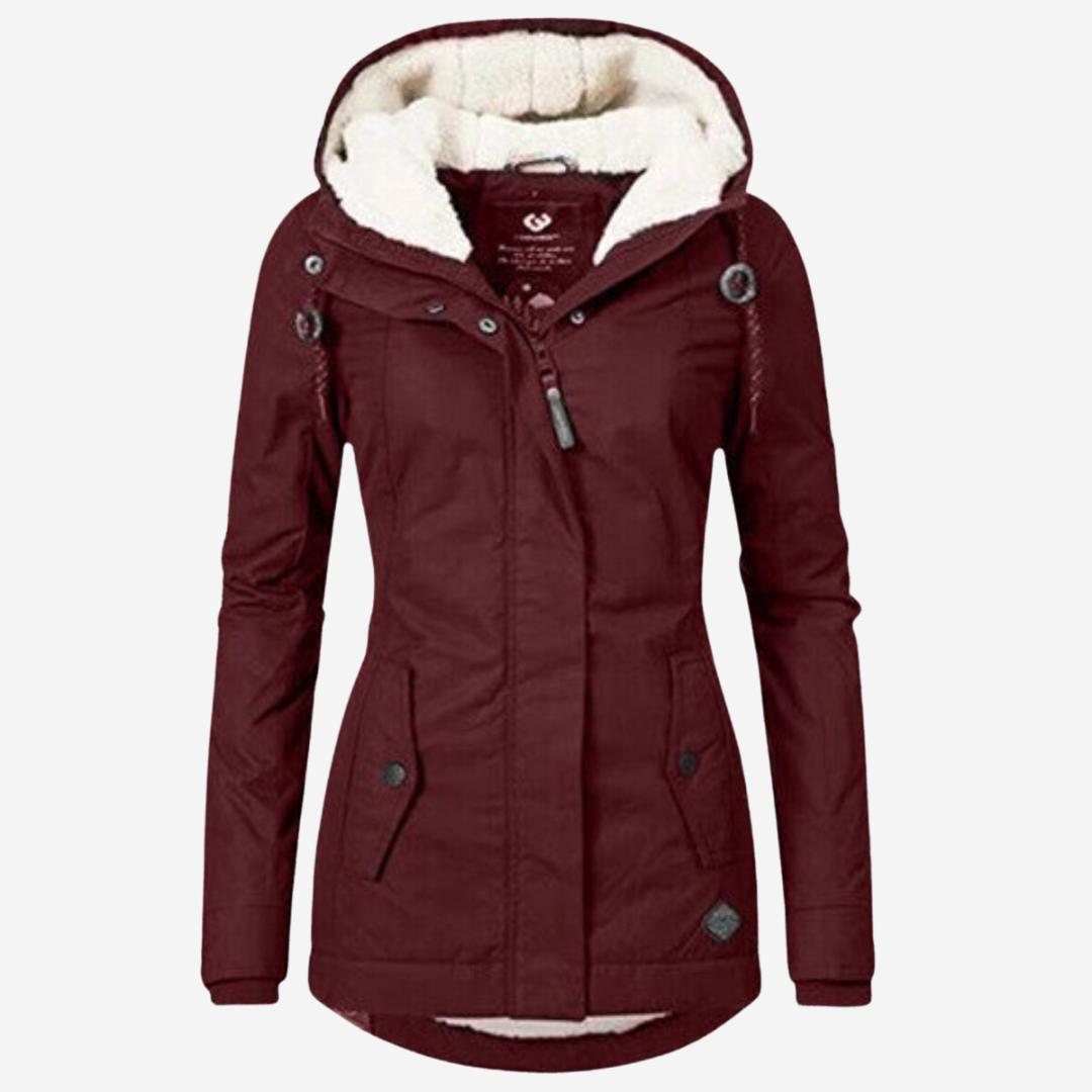 Winterjacke Damen mit Kapuze und Plissee-Gestaltung