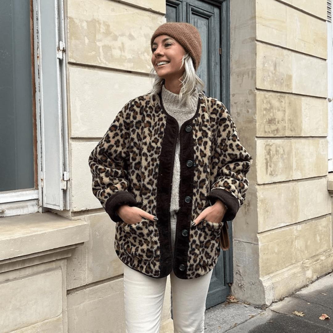 Winterjacke Damen mit Knopfleiste und Allover-Muster