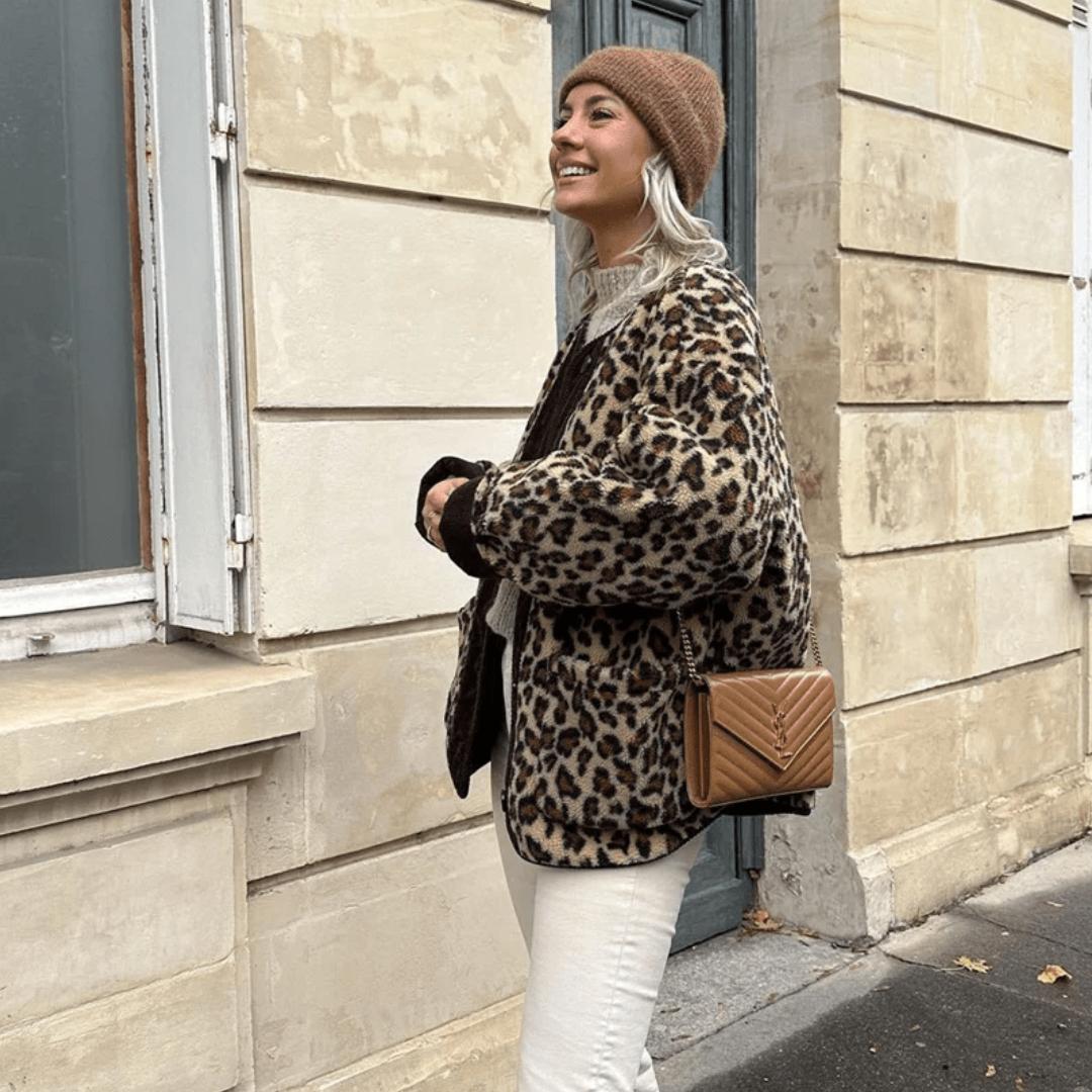 Winterjacke Damen mit Knopfleiste und Allover-Muster