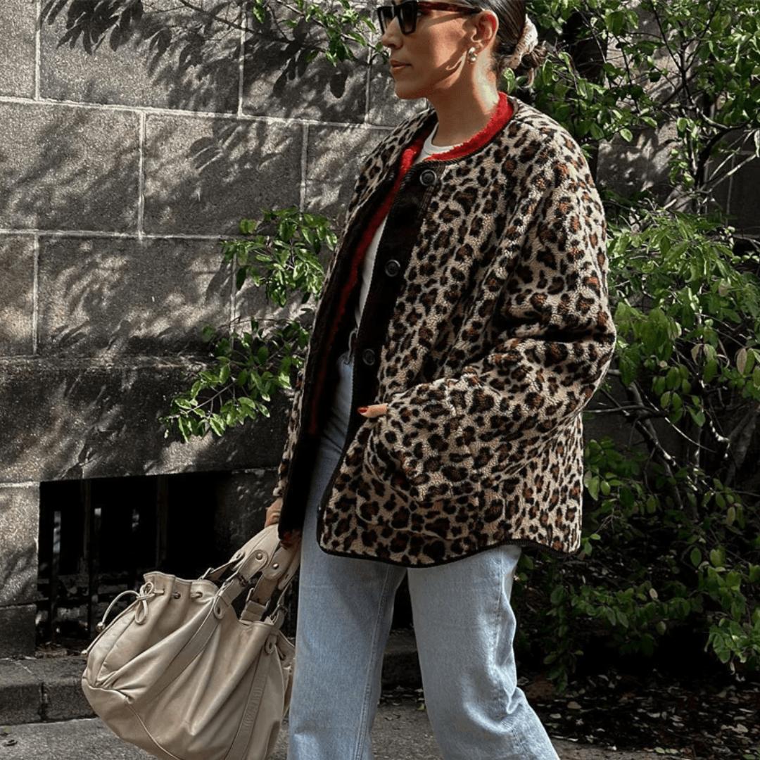 Winterjacke Damen mit Knopfleiste und Allover-Muster