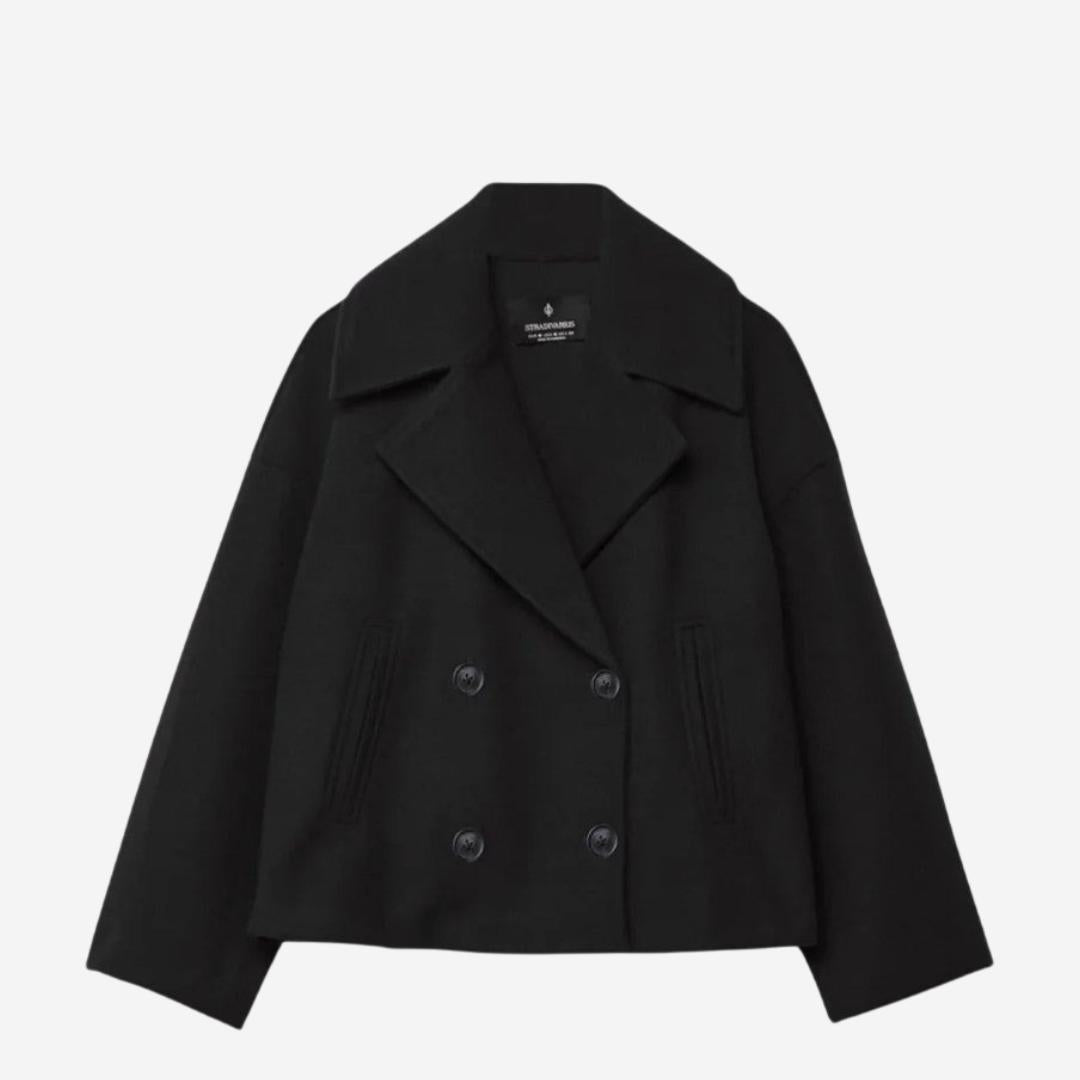 Winterjacke Damen mit breiten Revers und Knopfleiste