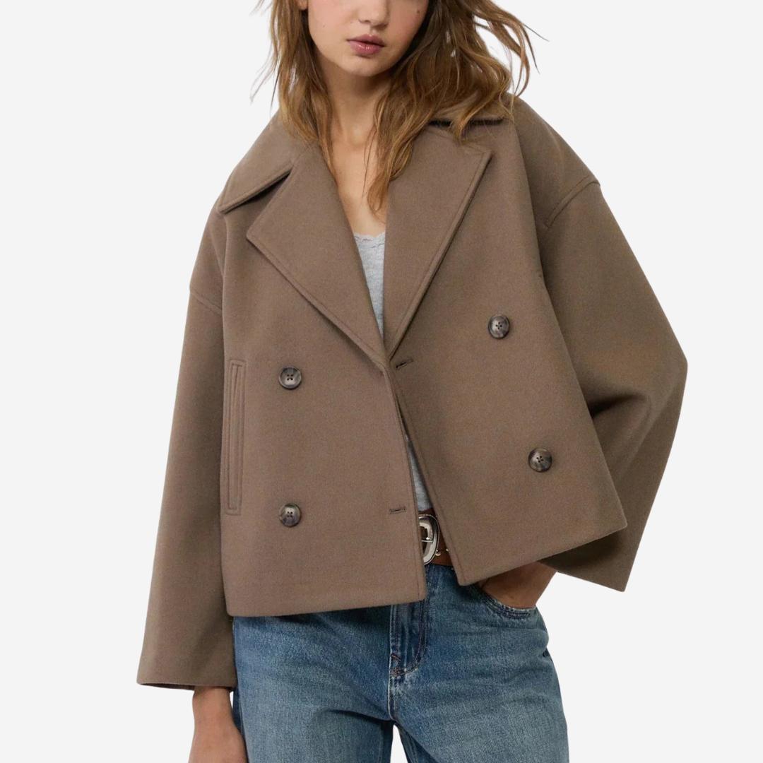 Winterjacke Damen mit breiten Revers und Knopfleiste